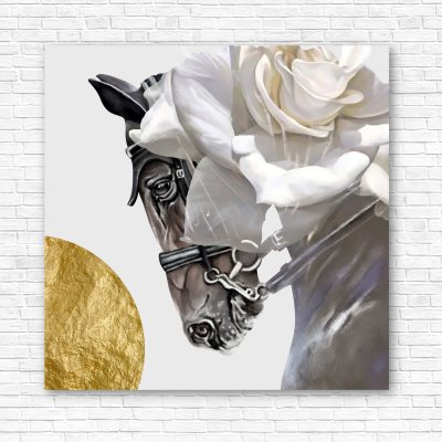 модульные картины Конь с розой