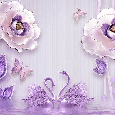 фотообои Озеро лиловых маков