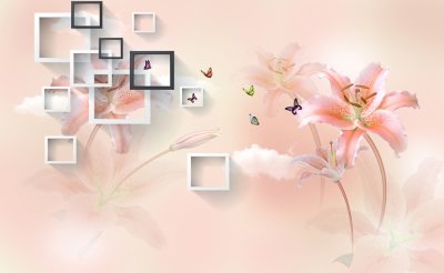 фотообои Лилии на розовом фоне